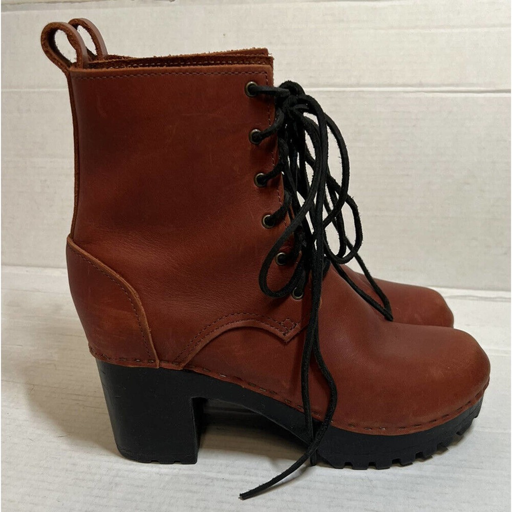 NO. 6 Clog Boot 39 US 8.5 Women's Lace Up Mid Heel Ankle